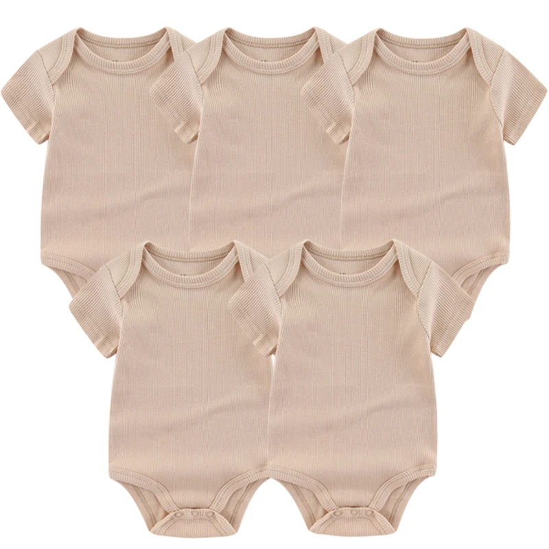 5Pcs/lots Solid Baby Bodysuits Overalls Baby Boy Clothes Short Sleeves Newborn Jumpsuits