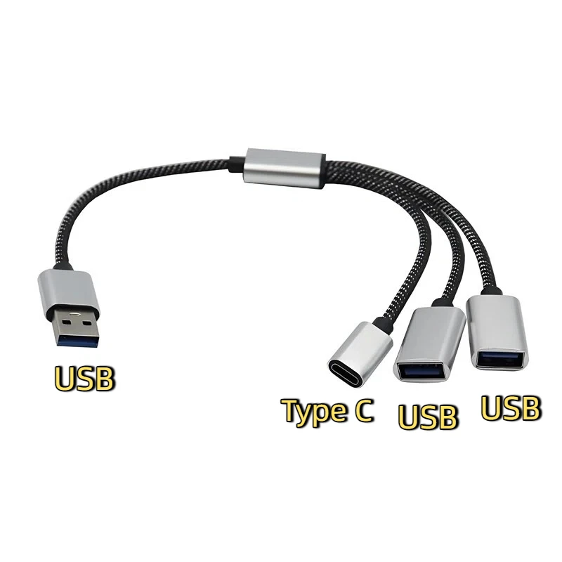 4-Port Type C USB Hub Splitter with Fast Data Transmission and OTG Adapter