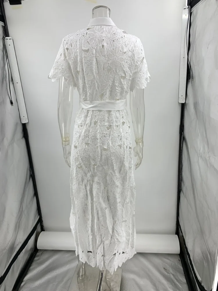 Wmstar Dresses for Women Wholesale New in Summer 2025 Casual Lace Cardigan Single Breasted Dress for Women Dropshopping