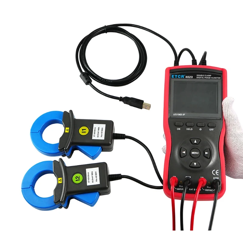 ETCR4020 Phase Voltammeter Double Clamp Digital 600V Large Caliber Intelligent P
