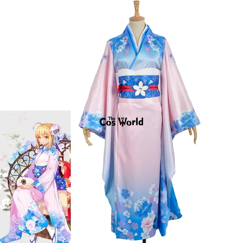 Fate Zero Stay Night Saber Arturia Pendragon Kimono Yukata Outfit Anime Personalizza Costumi Cosplay