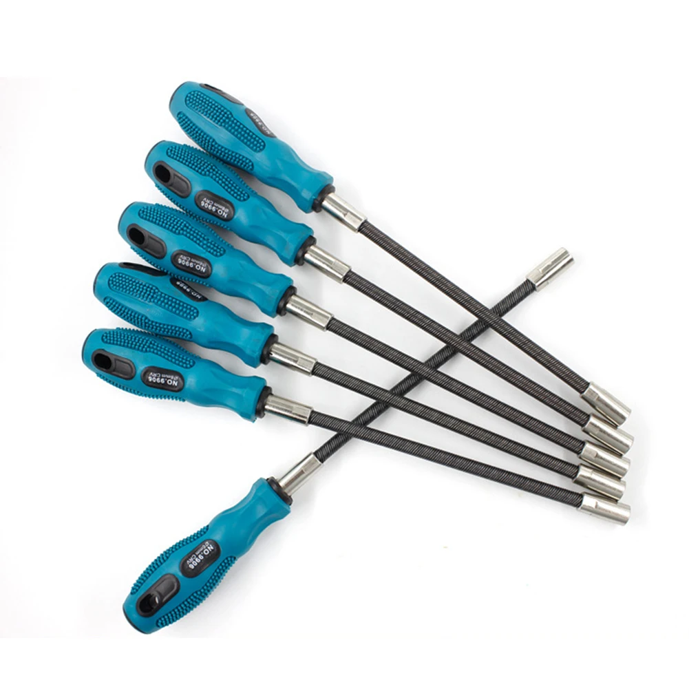 1 Stück flexibler Steckschlüssel-Schraubendreher, Handwerkzeuge, sechseckig, multifunktional, biegsam, blau-grün, Komfortbefestigung, rutschfest, 7 mm – Detail 7