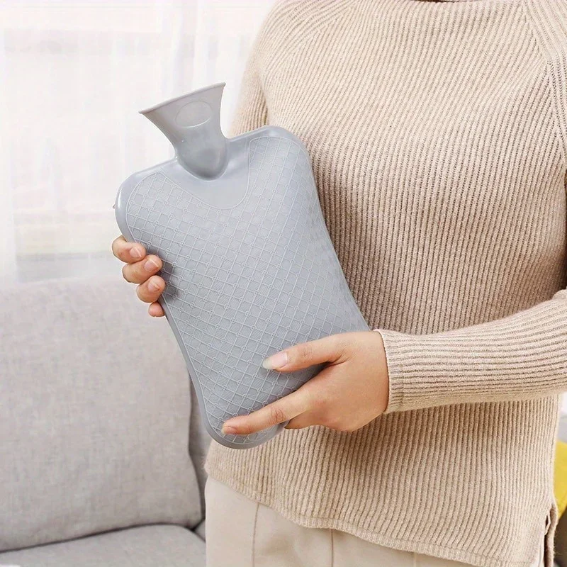 1Pc 1000ml 뜨거운 물 병 단색 두꺼운 PVC 실리콘 고무 뜨거운 물 병 관개 손 따뜻하게 따뜻한 궁전 따뜻한 가방