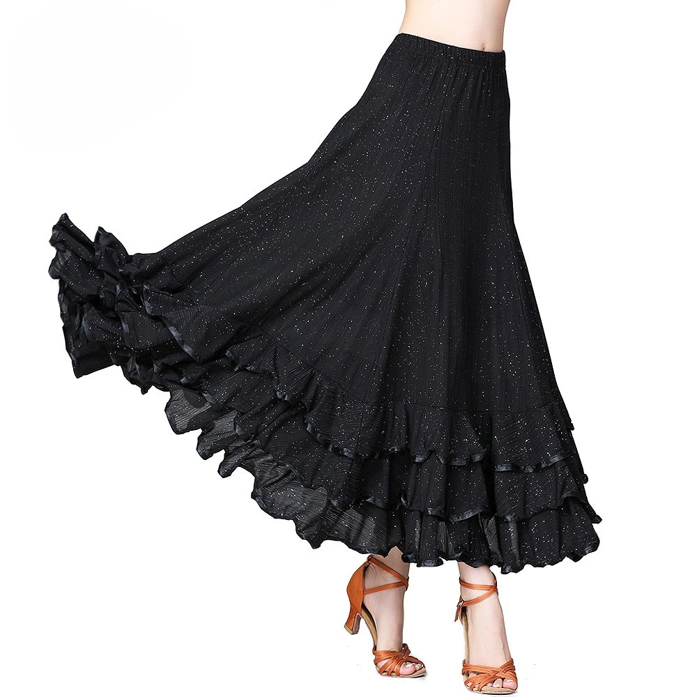 Waltz ballroom dance competition big swing skirt dance performance dress sequin skirt half length skirt