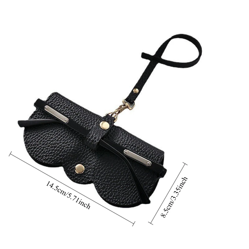 Litchi Embossed PU Leather Glasses Case - Stylish Hanging Eyewear Holder for Sunglasses and Reading Glasses