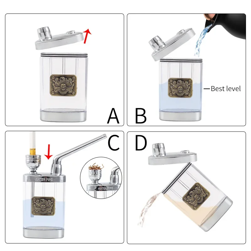 Tar Filtration water Smoke Pipe Microfilter Portable Tobacco Pipe Creative Circulation Cigarette filter Smoking Tool
