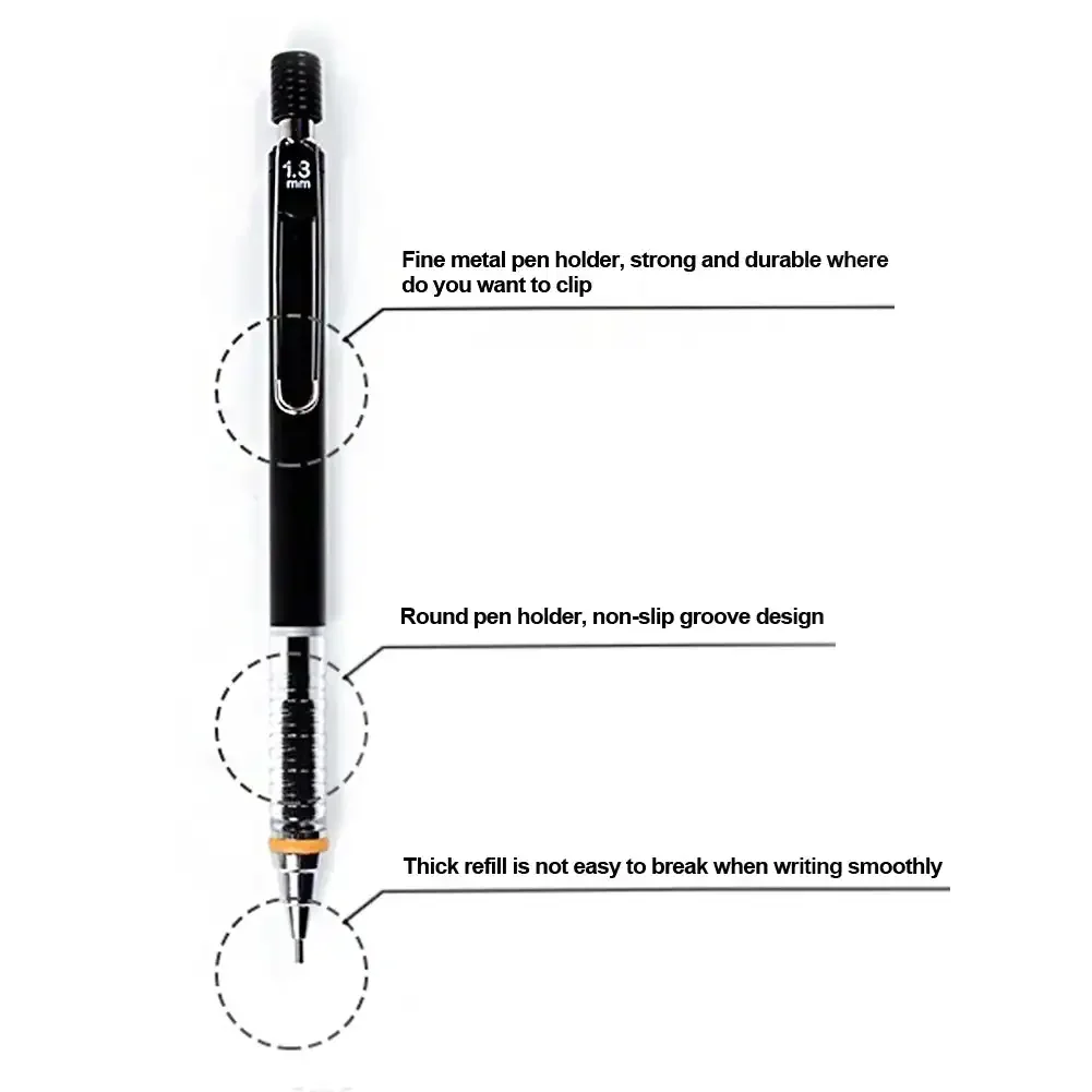 1.3mm Classic Machanical Pencil with Lead Set Plastic Automatic Pencil Writing Drawing Tools Stationery School Office Supplies 5