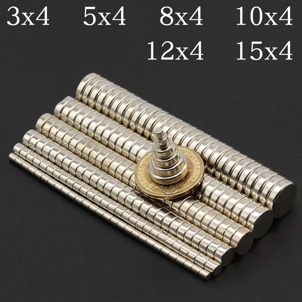 N35 Superstarker runder Magnet NdfeB Leistungsstarker Permanentmagnet imanes Neodym Magnents Kühlschrankmagnet 3x4/5x4/10x4/12x4 – Detail 1