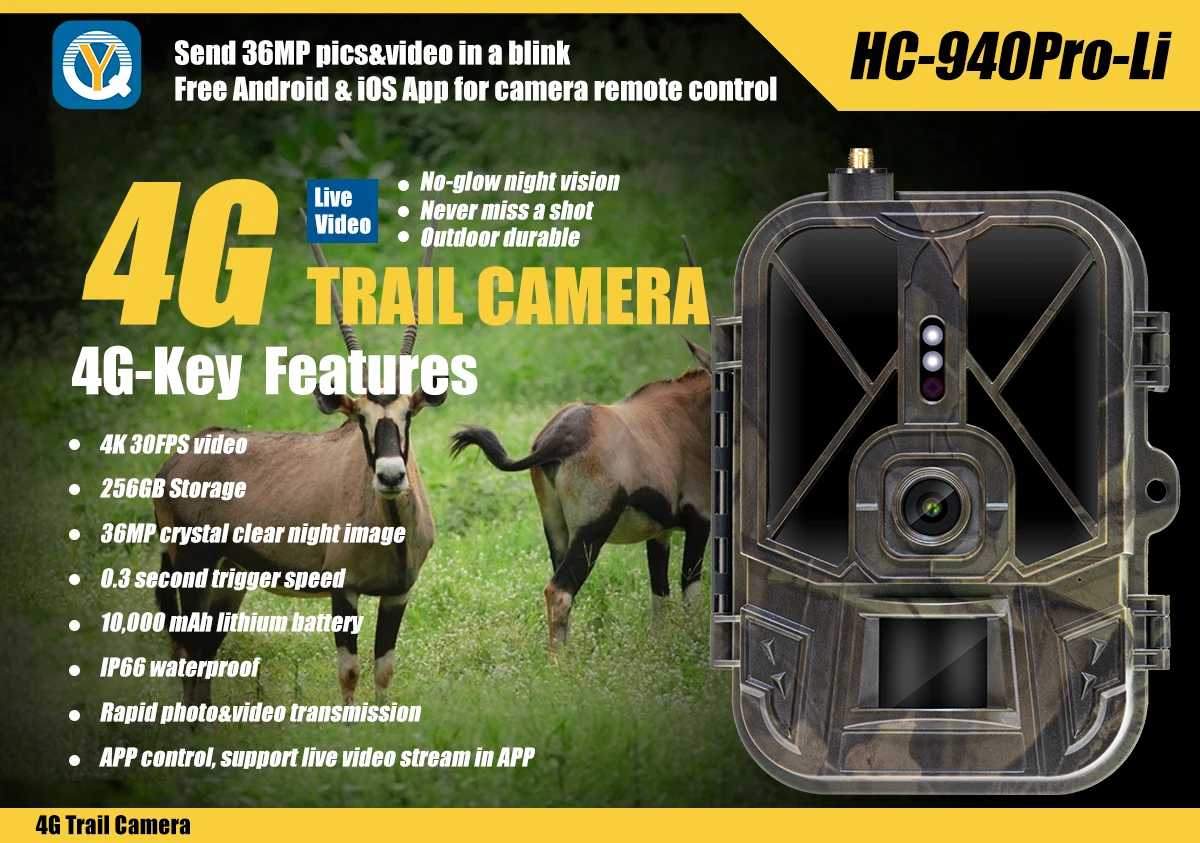 4G Tracking Camera 4K 36MP APP Contro 8000MA Lithium battery  Hunting Camera  Night Vision  Wildlife Reconnaissance 3