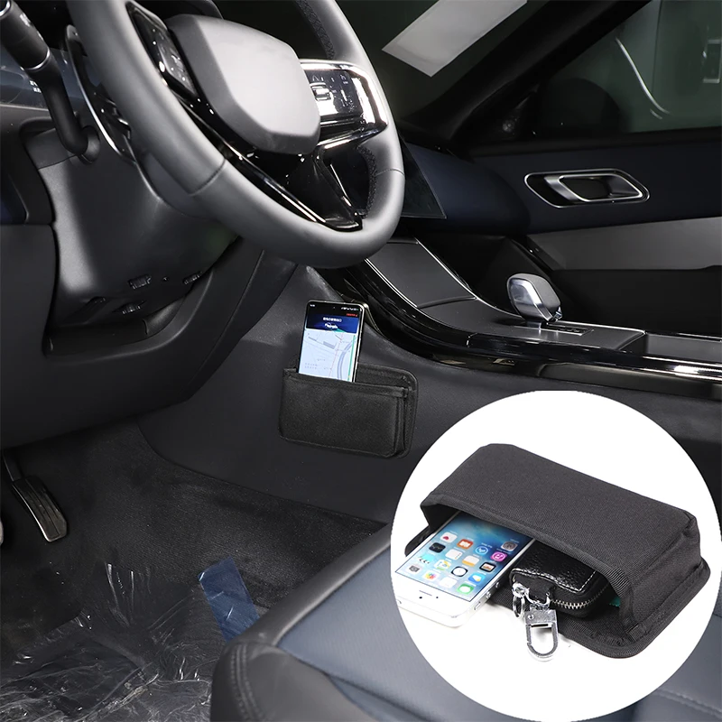 

For Land Rover Range Rover Velar 2024 Oxford Cloth Black Car Center Console Side Storage Bag Phone Holder Bag Car Accessories