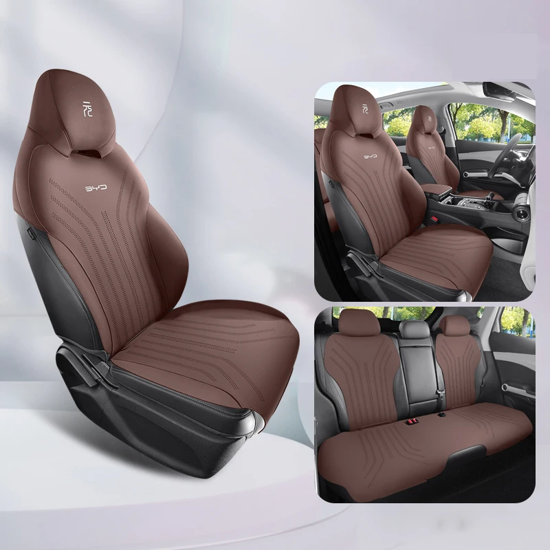 Juego completo de fundas de asiento de coche de cuero NAPPA personalizadas para BYD ATTO 3 2022 2023 2024, accesorios interiores impermeables