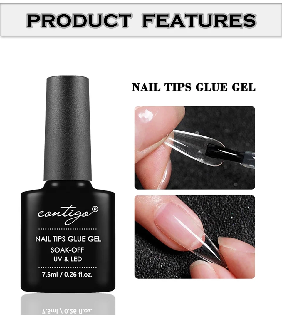 Description Picture 3 of itemCONTIGO Nail Tips Glue Gel UV LED Glue for False Nails Gellac 7.5ml Manicure Hybrid Gel Nail Polish Multifunction Strong Enamel