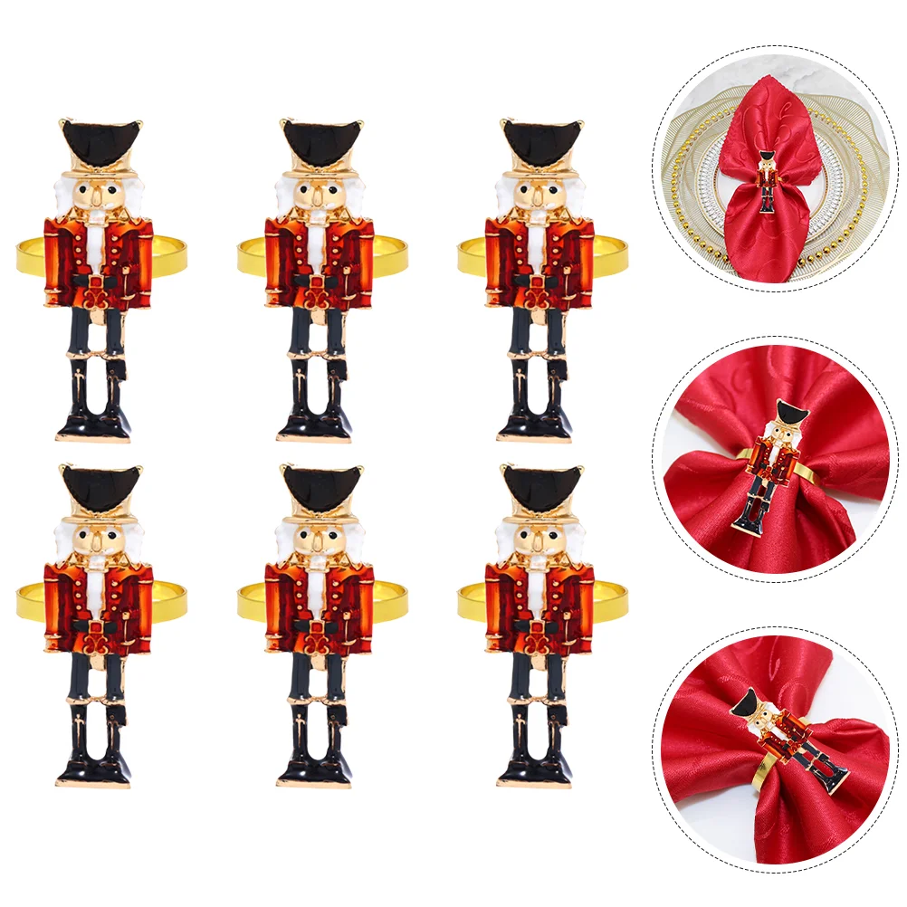 

Metal Nutcracker Napkin Rings Soldier Table Holder Rings for Christmas Holiday New Year Wedding Party Table Decoration