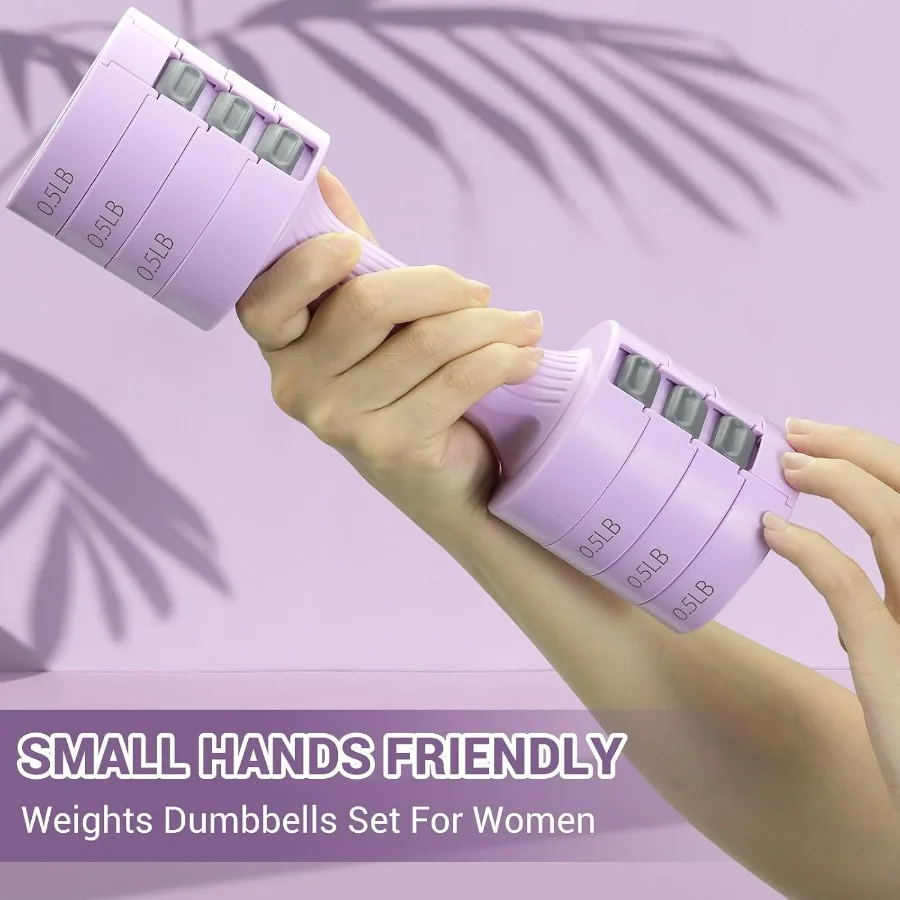 Adjustable Dumbbells Hand Weights Set: 5 lb Dumbbell Set of 2 Each 2lb 3lb 4lb 5lb Free Weights Fast Adjust Weight 4 In 1 Weight