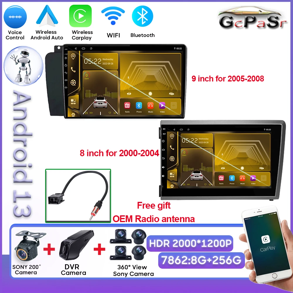 

Car Stereo For Volvo XC70 V70 S60 2000 - 2009 No 2din DVD Bluetooth GPS Navigation Mirror Link 5G BT Wifi 8 Core Carplay RDS DSP