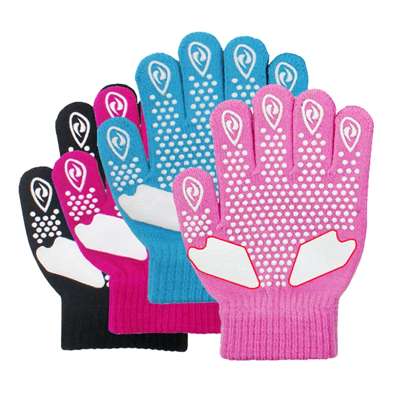 Figure Skating Gloves Non Slip Warm Hand Protector Stretchy Knitted Full Finger Glove Children Adult Skating Gloves Random Style 2