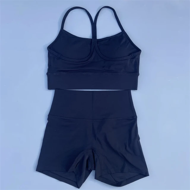 Solid Color gym bike Yoga Set short Legging +cross Y sport bra Tracksuit  Athletic Women Gym Suit Comprehensive Training Jogging 3