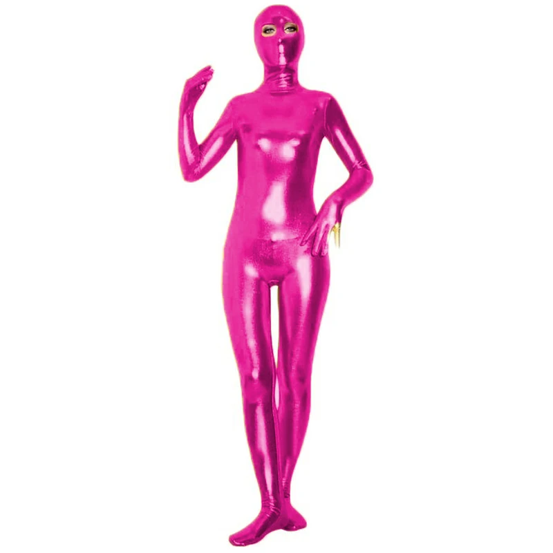 thumbnail image 1 of Traje de zentai de una pieza con efecto mojado y ojos abiertos, de metal brillante, plateado, para hombre, de licra, para fiesta de Navidad, 1 of 5