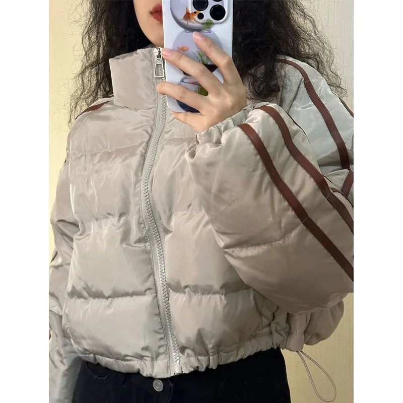 

Deeptown American Vintage Cropped Puffer Jacket Women Winter Warm Short Padding Korean Fashion Streetwear Y2k Aesthetic Outwear