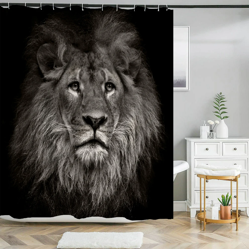 

Lion leopard Cat Dog Animal Printing Shower Curtains Bathroom Curtain Frabic Waterproof Polyester Bathroom Curtain with Hooks