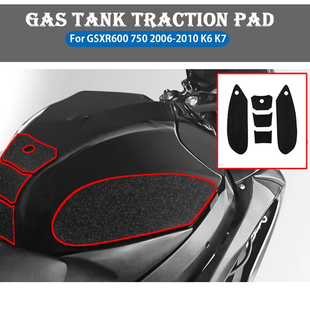 

For Suzuki GSXR600 GSXR750 K6 K7 2006-2010 Motorcycle Anti Slip Fuel Tank Pads Gas Knee Grip Traction Sticker Protector