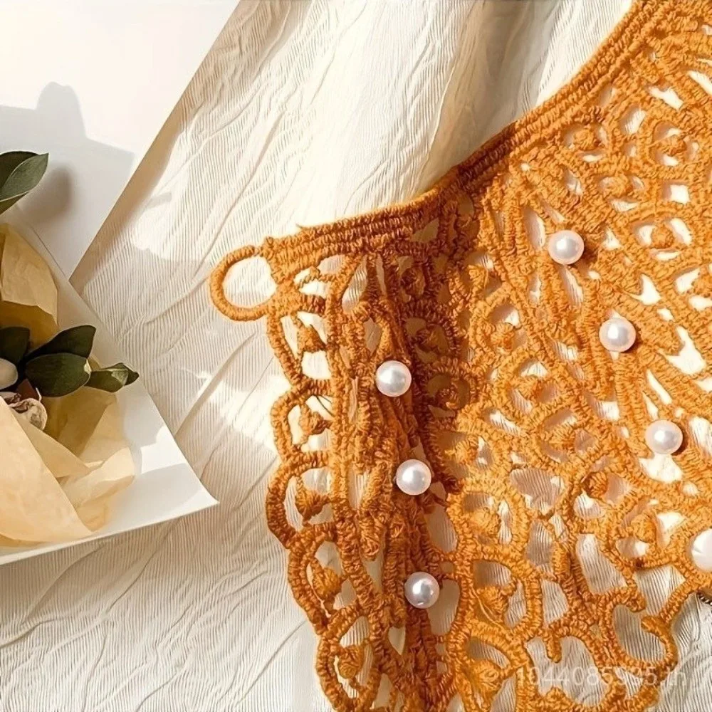 Polyester Fake Collar Ruffled Trim Lace Detail for Casual Wear