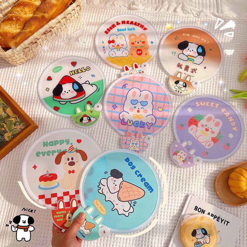 Portable Fan Cute Folding Group Fan Cartoon Animal Portable Folding Fan for Student Outdoor Summer