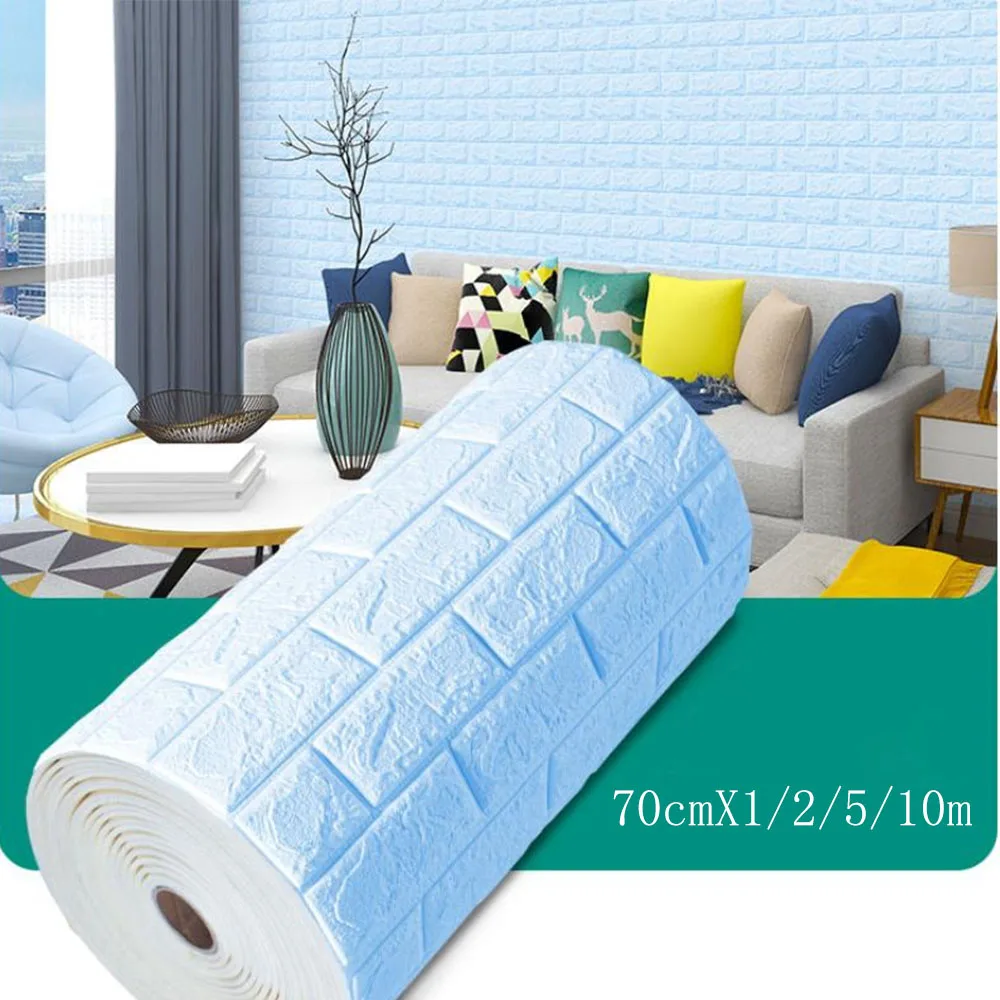 70cm*1/2/5/10m 3D DIY Brick Pattern Wall Panels Wallpaper Waterproof For Living Room Bedroom Kitchen Background Wall Decoration