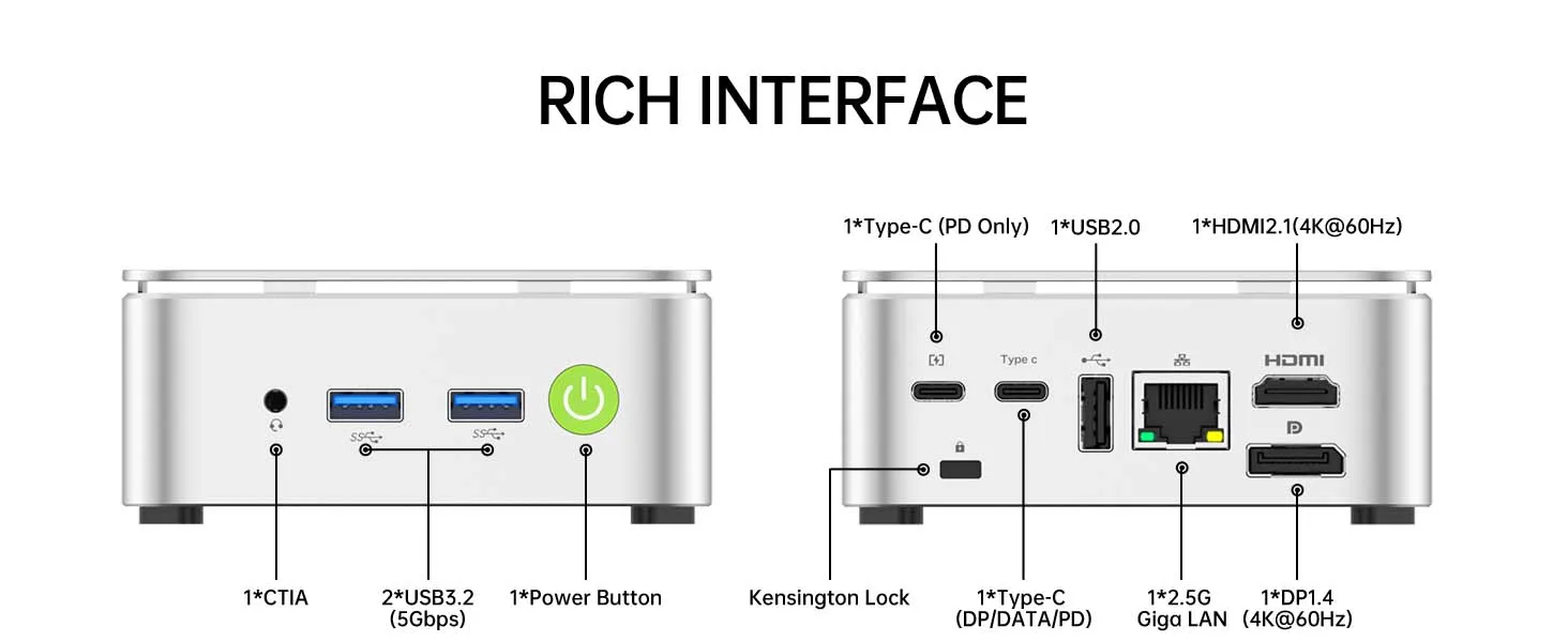 GMKtec G10 Mini PC AMD Ryzen 5 3500U 16GB DDR4 500GB M.2 SSD Windows 11 WiFi 5 BT5.0 Triple Display Desktop Computer
