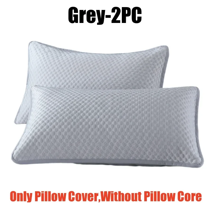 Cooling Ice Silk Pillowcase - Solid Color, Washable Summer Bean Fabric Cover