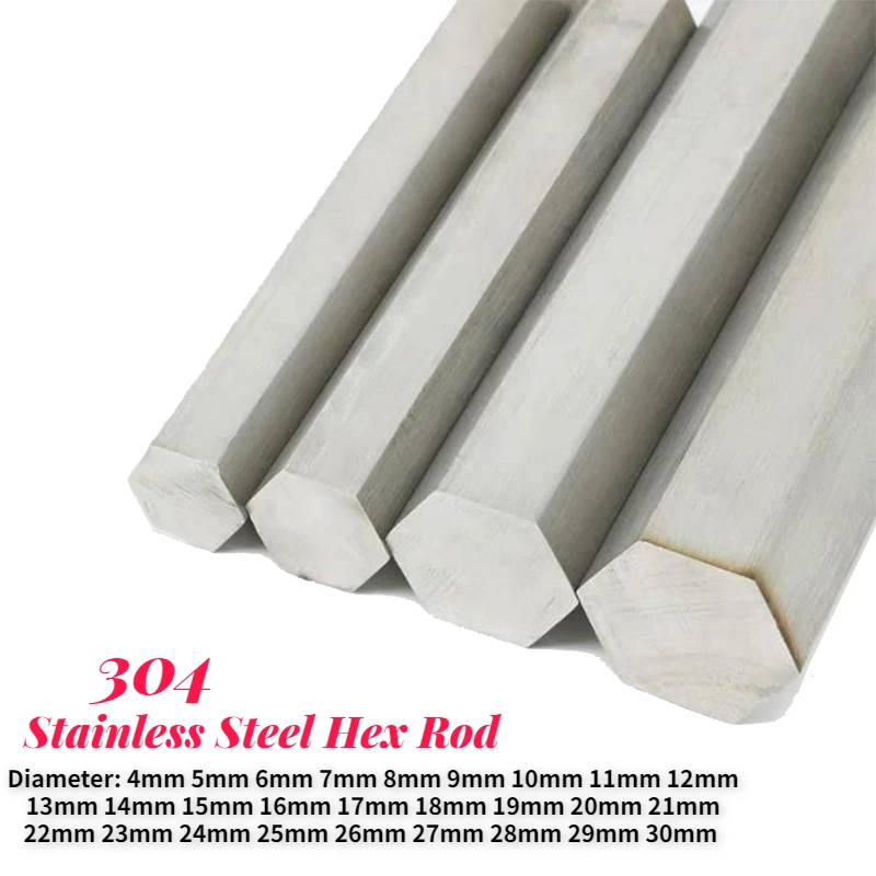 1PCS304StainlessSteelHexRod4mm5mm6mm7mm8mm9mm10mm30mm