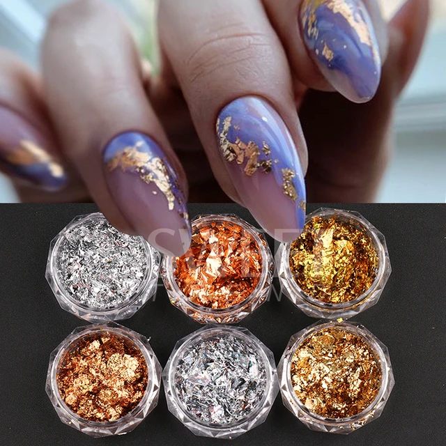 Gold Leaf Glitter Nail Art Foil Paper Makeup Jewelry Irregular Shiny Foil  Leaf Gold Flakes Nails DIY Stickers Manicure Decor New - AliExpress