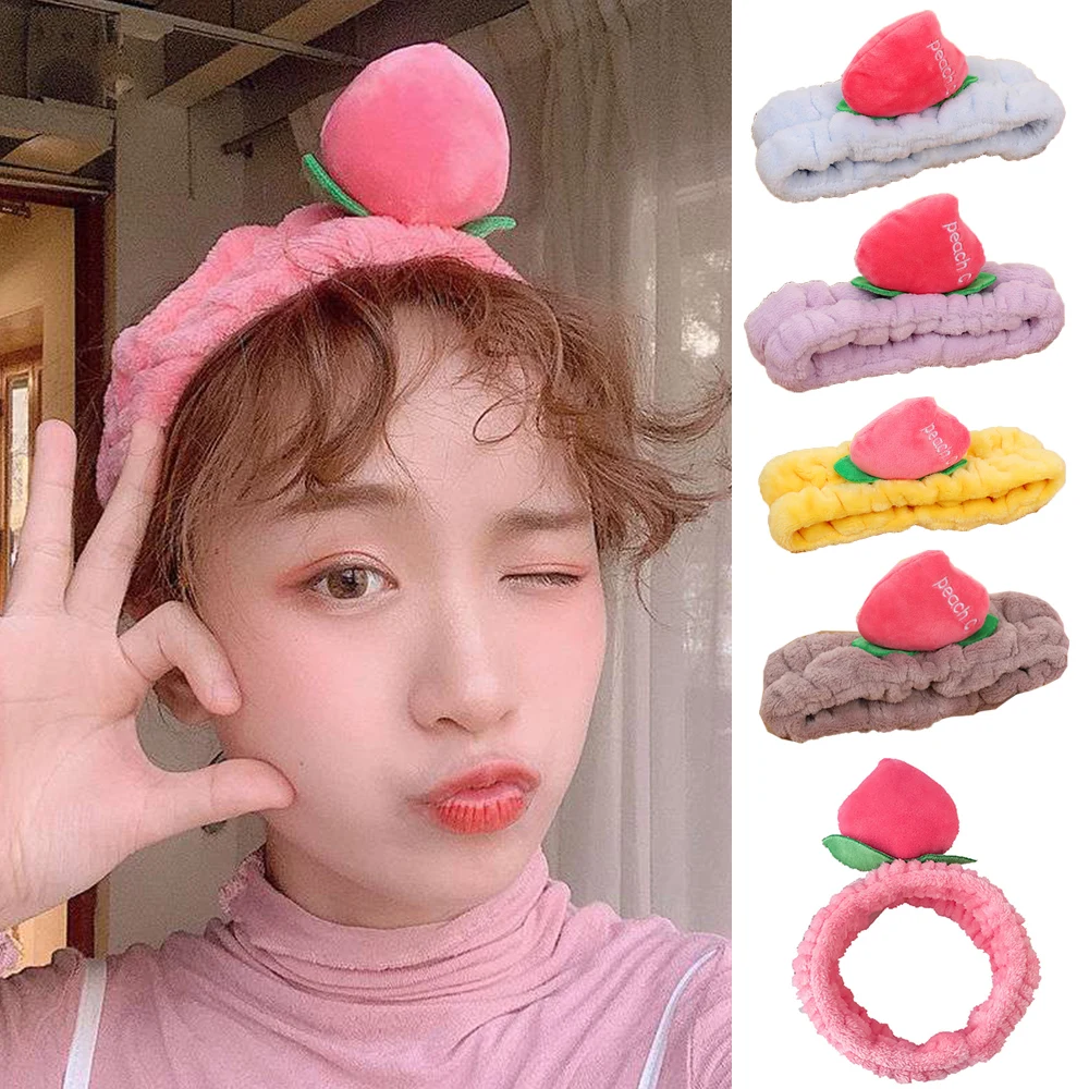 

Peach Coral Fleece Hairbands For Women Plush Girls Wash Face Headbands Soft Warm Headwear Bands Turban Female Hair Accessories
