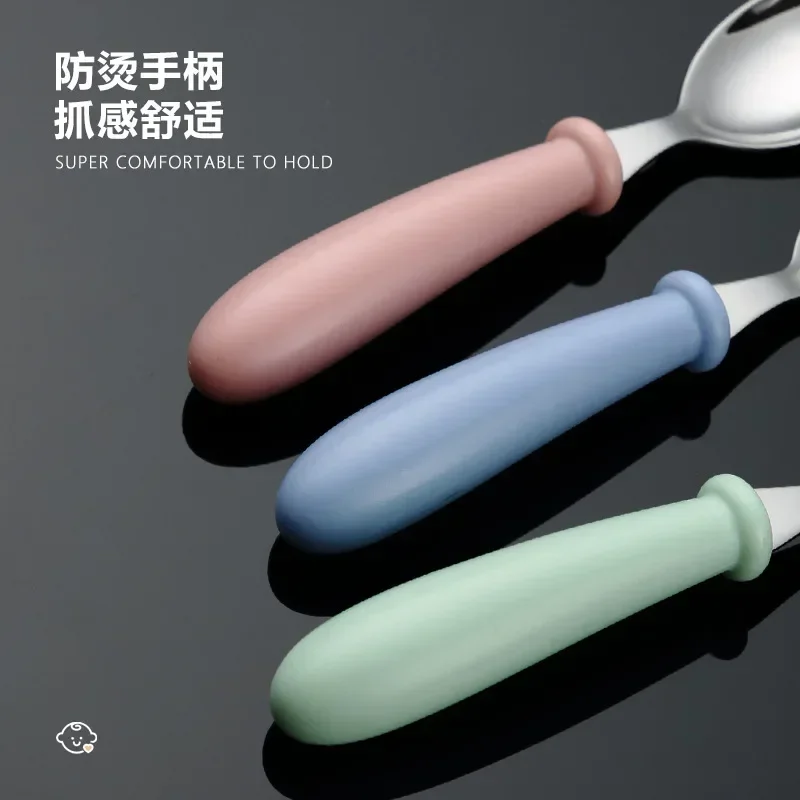 Baby Feeding Tableware Set Children Utensil Stainless Steel Toddler Dinnerware Cutlery Cartoon Infant Food Feeding Spoon Fork