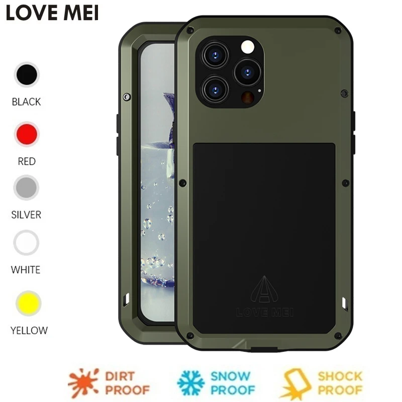 

Love Mei Heavy Duty Protection Phone Cases For Apple Iphone 14 13 Pro Max Iphone13 Mini Plus Metal Aluminum Armor Case Cover