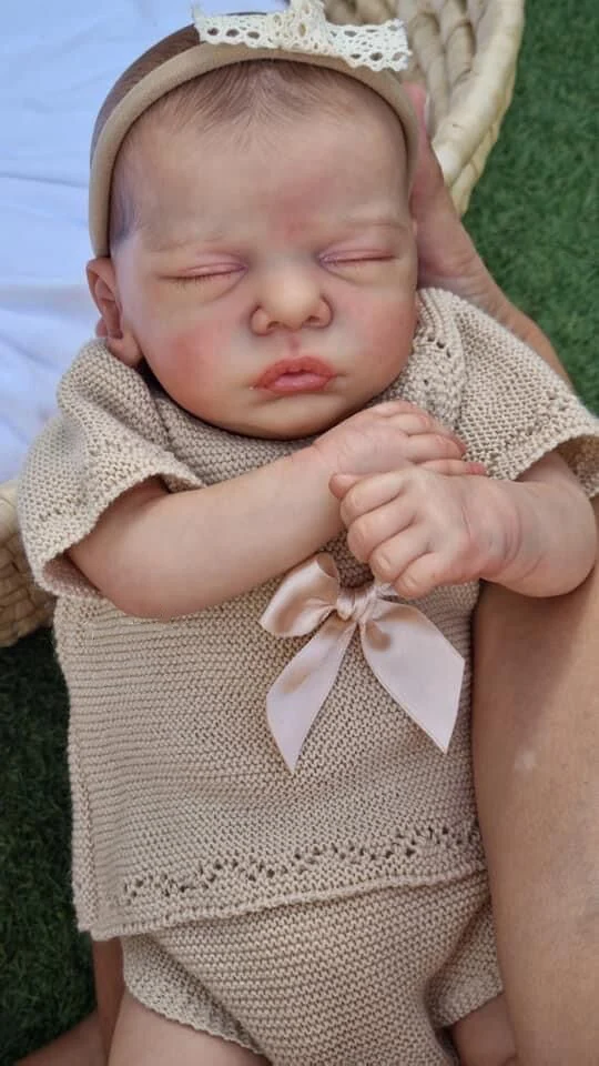 Lonian Reborn Doll 19 Inch - Sleeping Baby Doll With Hand-Drawn Hair, Silicone Vinyl Collectible
