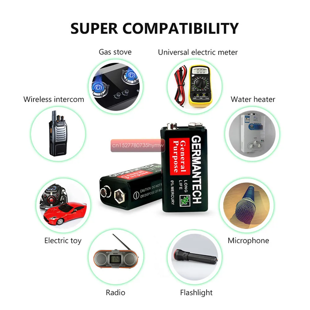 10pc 9V 6F22ND PPP3 MN1604 6LR61 Heavy Duty Dry Non-rechargeable Battery For Smoke Alarm Intercom Toy Camera Radio