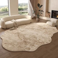 Tapis de luxe léger pour chambre à coucher, formes irrégulières, décoration de salon, lavable, épais, en peluche, pour étude, maison, moelleux et doux 2