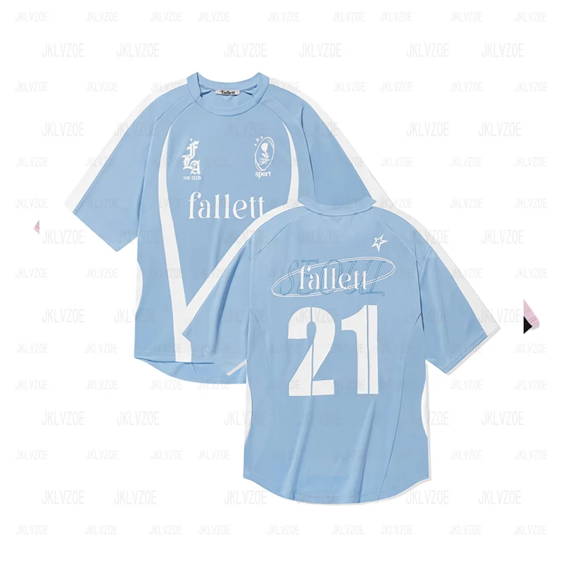 ● FALLETT ● SPORTS FOOTBALL SHORT SLEEVE TEE Korean Fallett Retro Jersey Short Sleeve Tshirt Casual