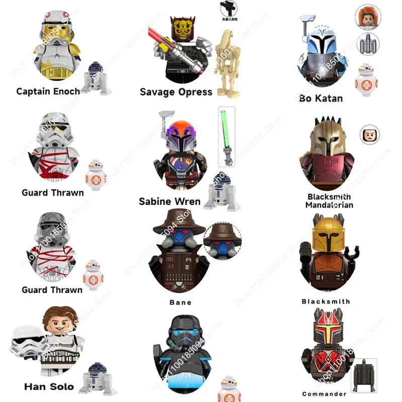 

Bandai клон строительных блоков: солдат, мандалориан, Хан, соло, Бо, Катан, Savage, Opress, Sabine, Wren, Dath, Вейдер, Звездные блоки, фигурки, игрушки