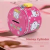 Cartoon Print Piggy Bank, Coin Money Saving Box with Padlock, Cylinder Design 3