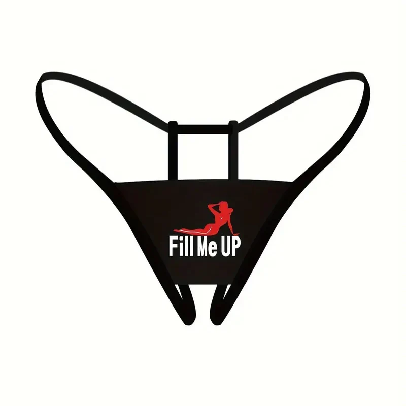 thumbnail image 1 of Lencería Sexy con estampado de silueta y eslogan para mujer, ropa interior seductor, tangas súper calientes, G-string, Correa fina, cintura baja, parte trasera en T elástica, 1 of 4