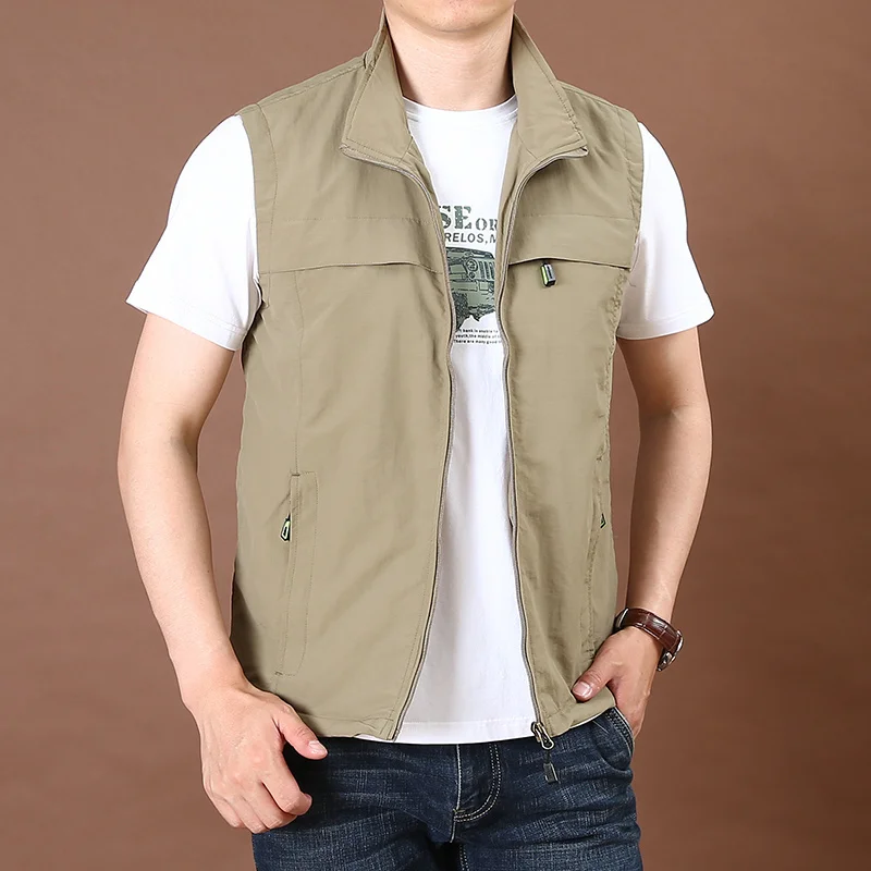 Vest Men Luxury Coat Summer Motorcyclist Hunting Male Work Sleeveless Jacket Men's Overalls Multi-pocket MAN Coats Zip Waistcoat plaid sleeveless sweater for men autumn winter japanese korean loose knit retro vintage couple tank top streetwear male clothing