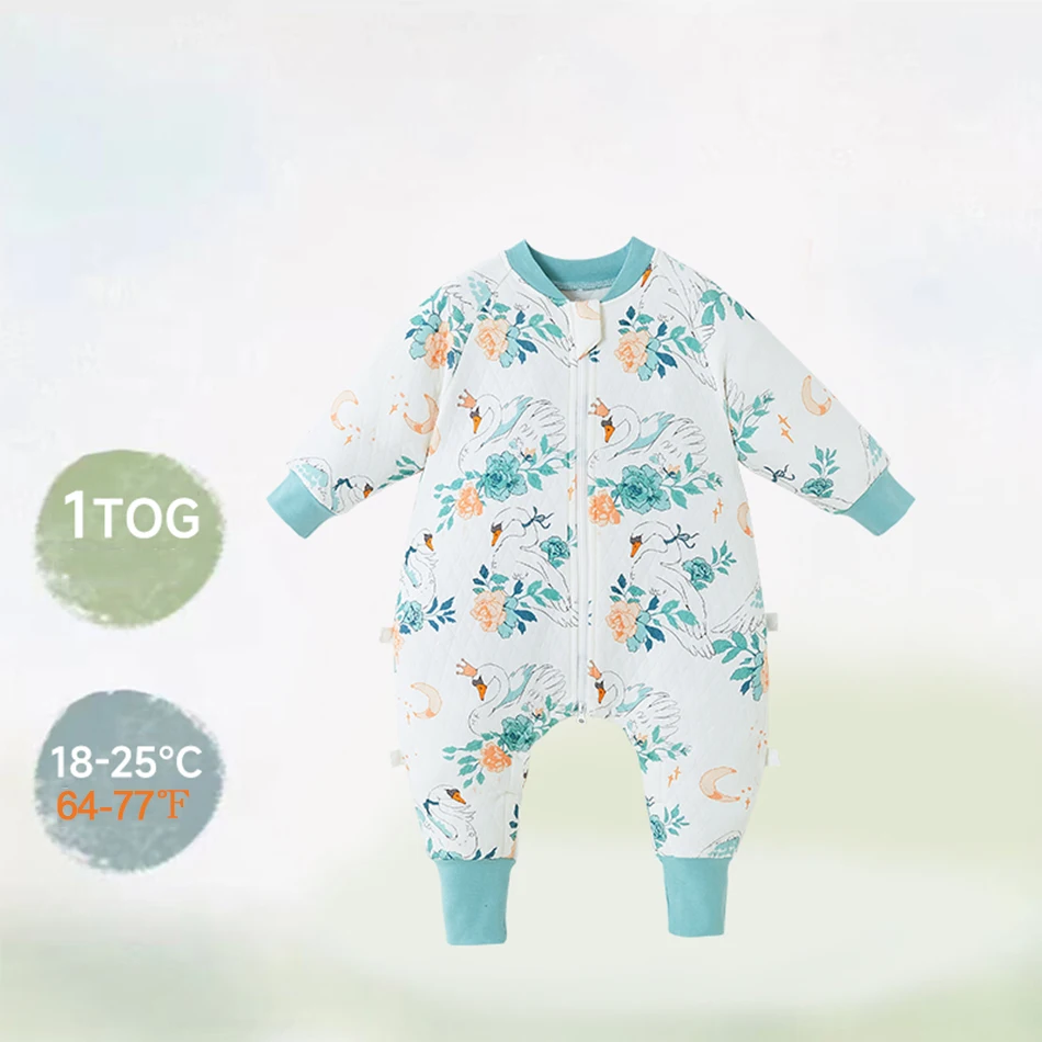 Spring Autumn Baby Girl Cotton Onesies Toddler Cute Cartoon Pajamas Zipper Neck Prontection Sleepwear