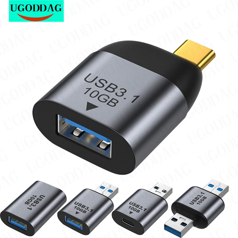 Metal Usb c 3.1 Adaptador Otg 10gbps Transferência Rápida de Dados Tipo-c 3a Conversor de Carregamento para Samsung Xiaomi para Macbook Pro Tablet