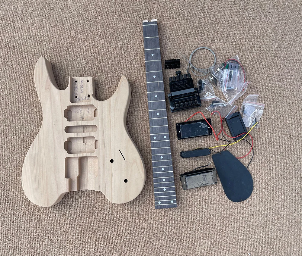 DIY 6 Strings Headless Electric Guitar Kits with Alder Body,Rosewood