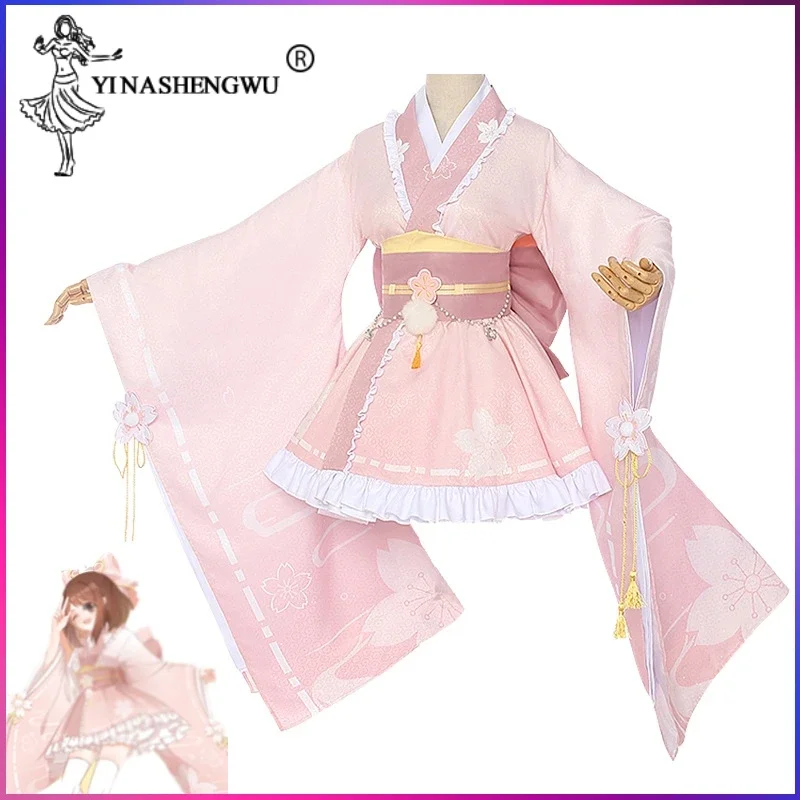 

Uraraka Ochaco Cosplay Costume Anime My Hero Academia Clothes Women Kimono Lolita Dress Outfits Christmas Costume Sakura Skirt