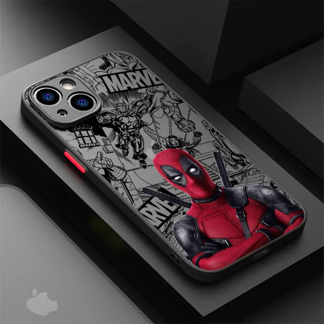 thumbnail image 1 of Marvel Deadpool Hard PC funda mate de lujo para iPhone 16 15 XR X 14 16 Plus XS Max 13 Mini 15 16 Pro Max 12 11 Pro 12 Pro, 1 of 5