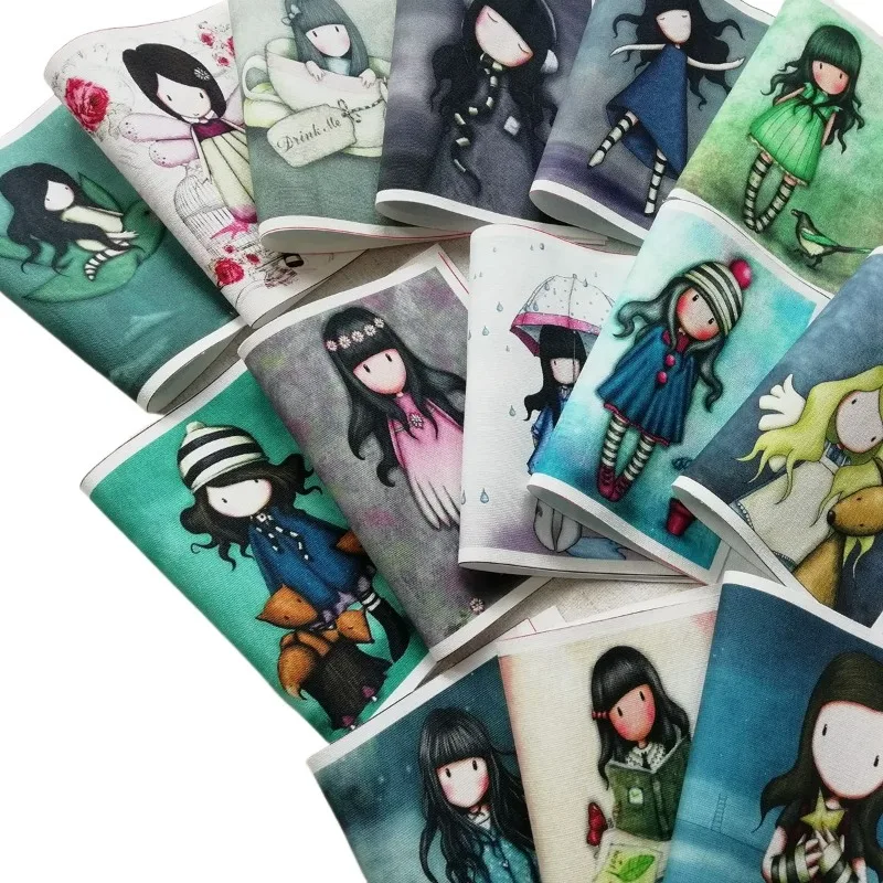 Cotton Canvas Fabric Lovely Girl Patchwork Cartoon 13X20.5cm For DIY Sewing & Quilting Purse Book Cover Home Decoration Material