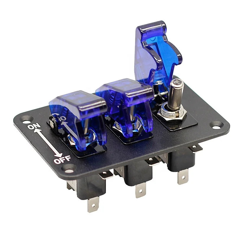 

（1 Pack）12V Panel with LED Light & Flip Cover Heavy-Duty ON/Off Switch Plate 3-Pin SPST3-Gang Toggle Switch